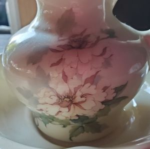 McCoy Pottery Pink Peonies Pitcher and Bowl